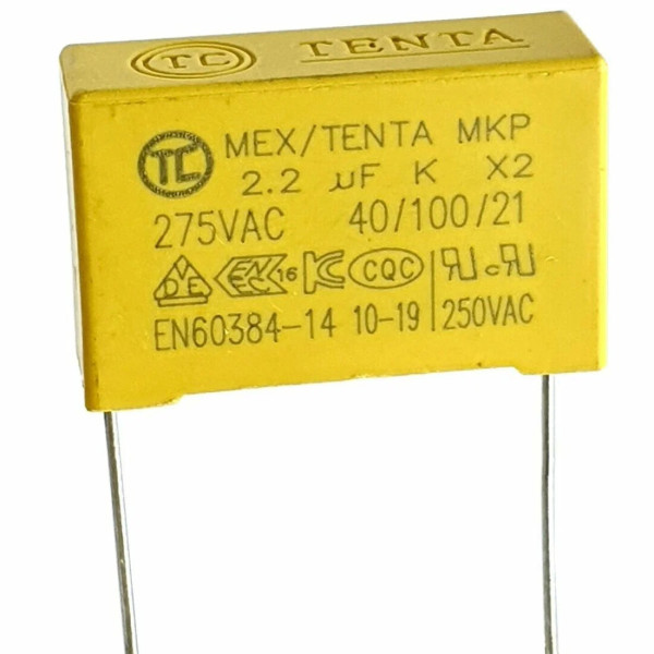 Конденсатор пленочный MEX/TENTA МКР-Х2, 2.2 мкФ −275 В, шаг 22 мм