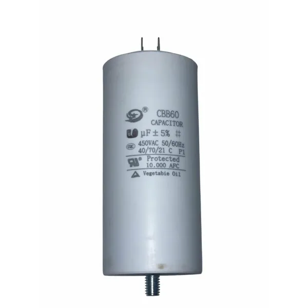 CBB60 100мкФ-450В клеммы+болт, пусковой конденсатор (108х50мм)
