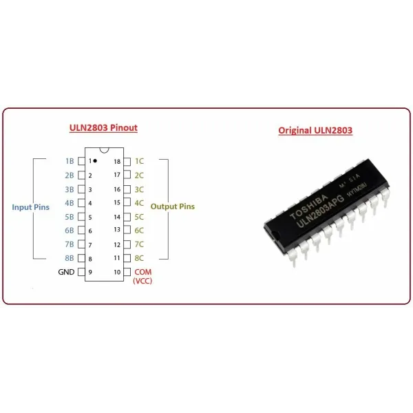 Транзистор ULN2803APG TOSHIBA, 500мА-50В, корпус DIP-18, 5шт