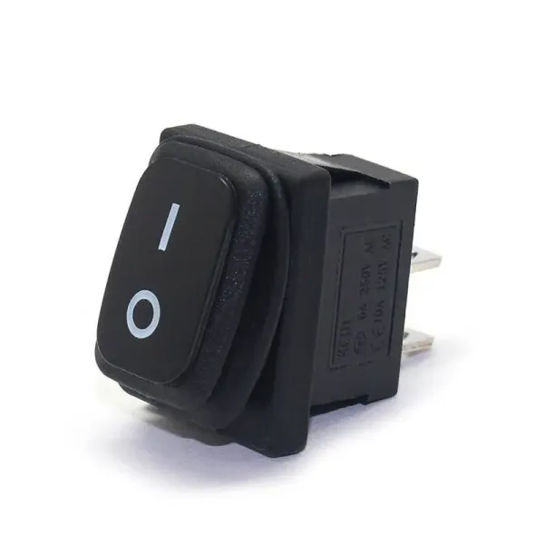 Выключатель клавишный KCD1 2PIN 6A-250V 13x19мм (ON-OFF) черный Mini ВЛАГОЗАЩИТА