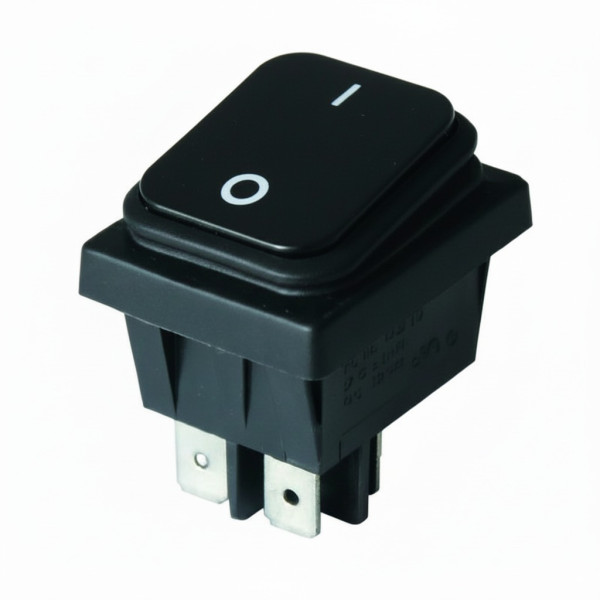 Переключатель клавишный с влагозащитой KCD4-130/4PN FS on-off 4 контакта 16A, 250В (черный)